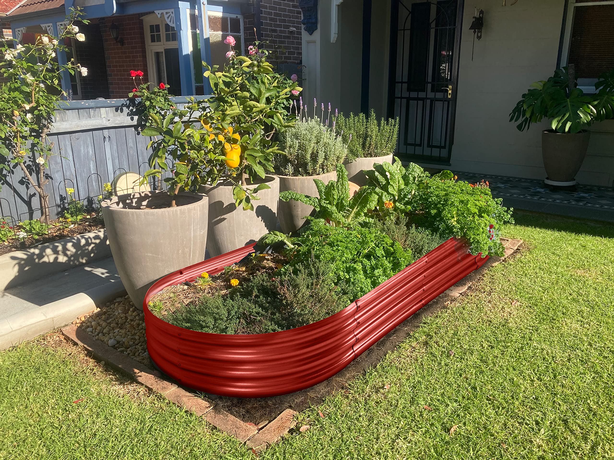 Red corrugated metal garden bed in land guard galvanized raised garden bed kit perfect for outdoor vegetable gardening