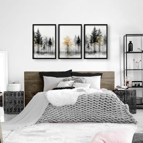 Landscape Canvas Wall Art | Set of 3 Asian Inspired Wall art Prints