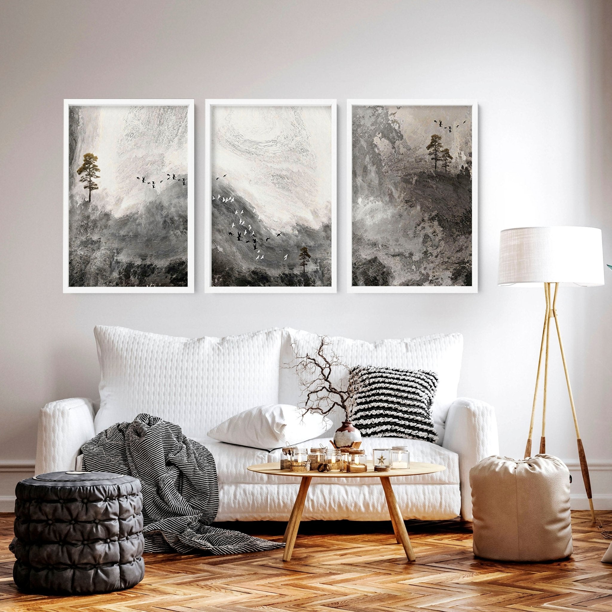 Living room art wall | set of 3 Landscape art prints