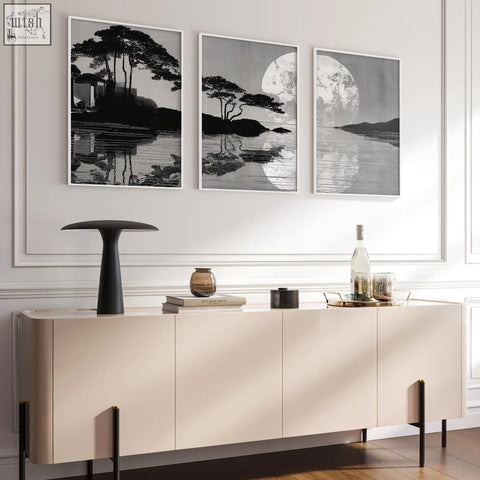 A sleek matte black table lamp with a modern minimalist design perfect for large art living room setups
