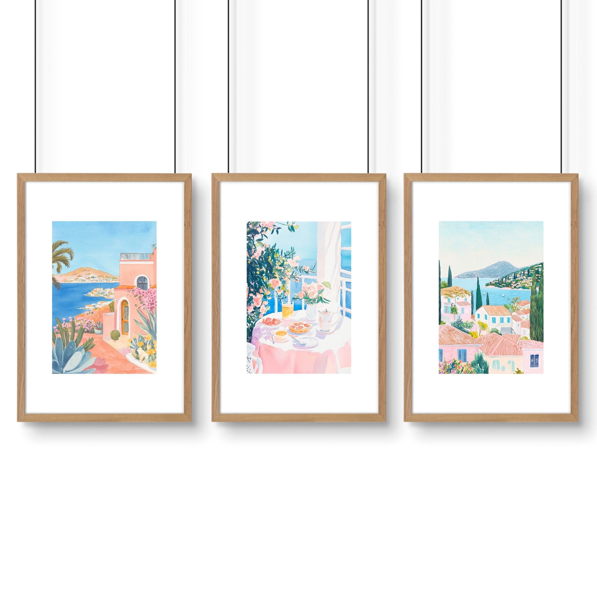 Large Canvas Pictures For Living Room | Set of 3 Beach Decor Wall art Prints