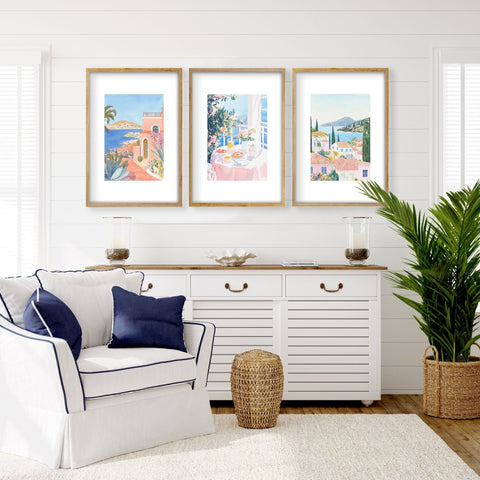 Large Canvas Pictures For Living Room | Set of 3 Beach Decor Wall art Prints