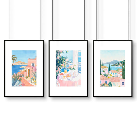 Large Canvas Pictures For Living Room | Set of 3 Beach Decor Wall art Prints
