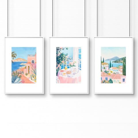 Large Canvas Pictures For Living Room | Set of 3 Beach Decor Wall art Prints