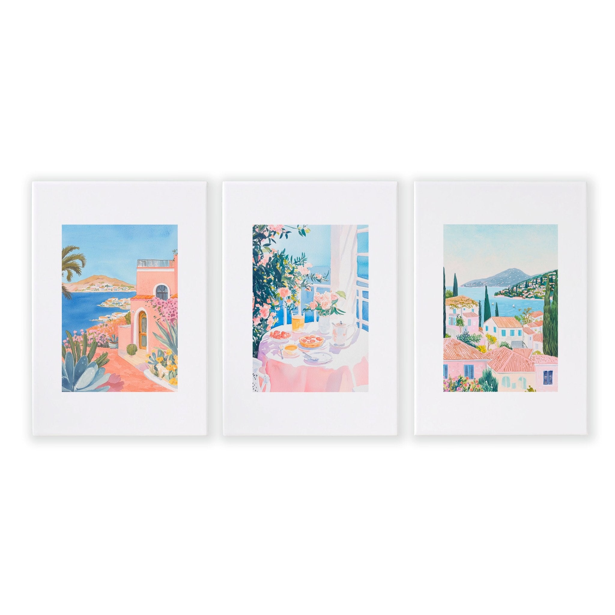 Large Canvas Pictures For Living Room | Set of 3 Beach Decor Wall art Prints