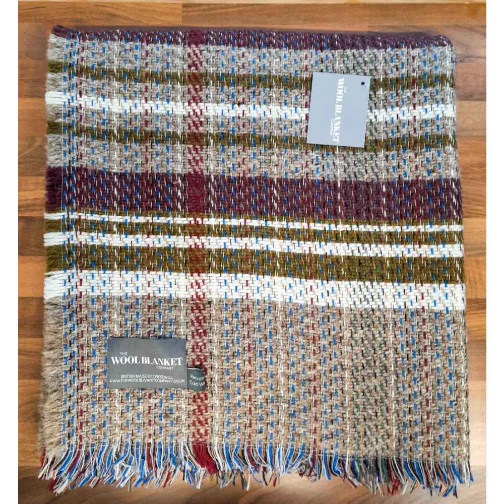 Large Checked Random Recycled Wool Blanket - Apple/Raspberry - Throws & Blankets