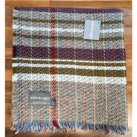 Large Checked Random Recycled Wool Blanket - Apple/Raspberry - Throws & Blankets
