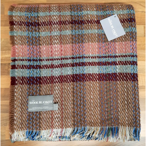 Large Checked Random Recycled Wool Blanket - ChocolateL - Throws & Blankets