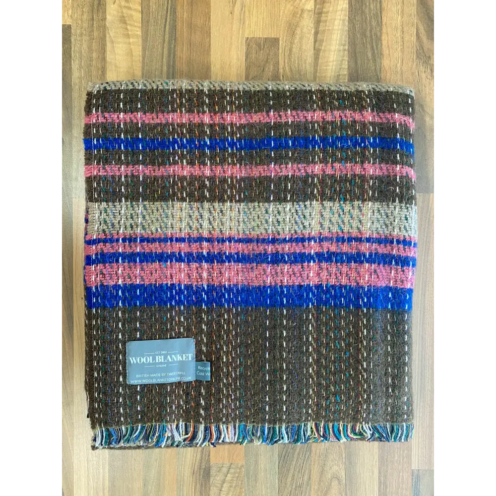 Large Checked Random Recycled Wool Blanket - Coco - Throws & Blankets