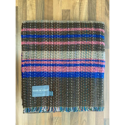 Large Checked Random Recycled Wool Blanket - Coco - Throws & Blankets