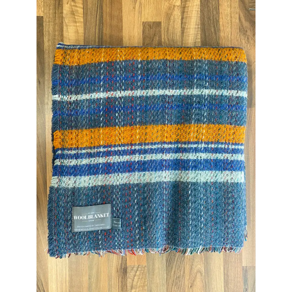 Large Checked Random Recycled Wool Blanket - Goldfish - Throws & Blankets