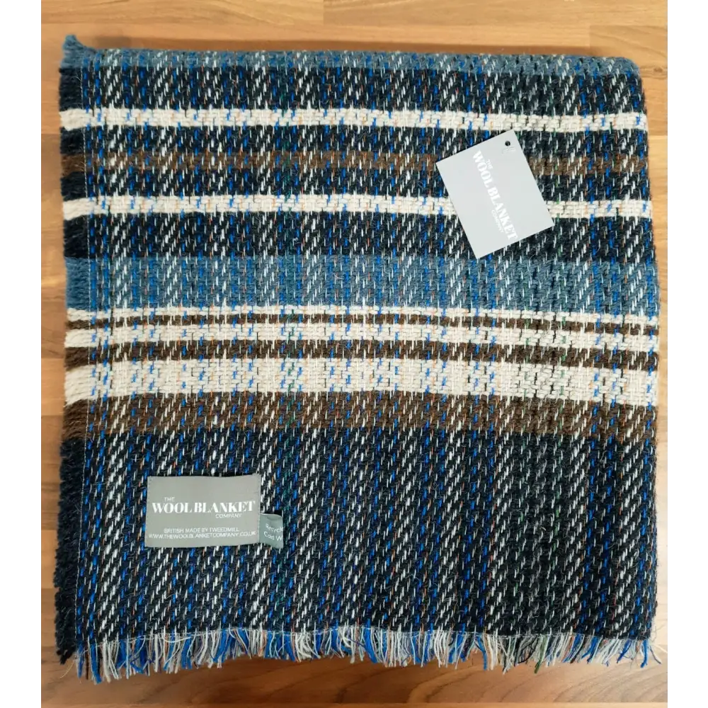 Large Checked Random Recycled Wool Blanket - Midnight - Throws & Blankets