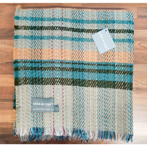 Large Checked Random Recycled Wool Blanket - Moss - Throws & Blankets