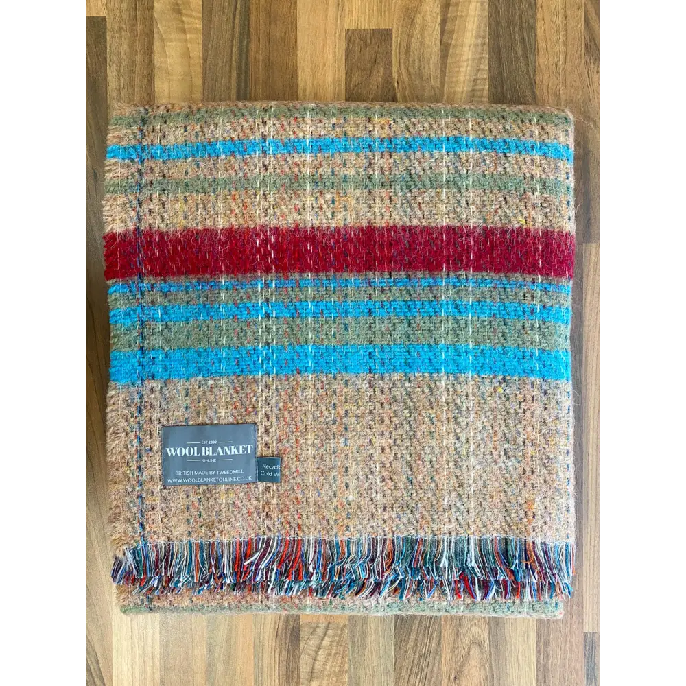 Large Checked Random Recycled Wool Blanket - Salmon - Throws & Blankets