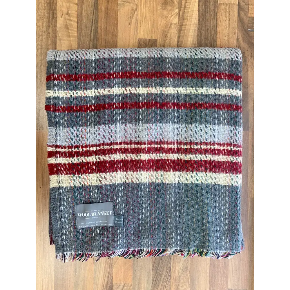 Large Checked Random Recycled Wool Blanket - Slate - Throws & Blankets