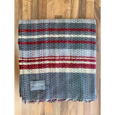 Large Checked Random Recycled Wool Blanket - Slate - Throws & Blankets