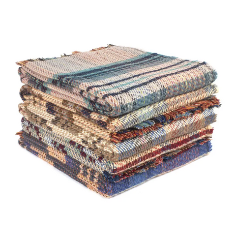 Large Checked Random Recycled Wool Blanket - Throws & Blankets