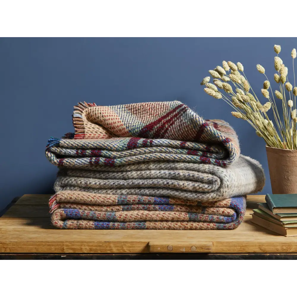 Large Checked Random Recycled Wool Blanket - Throws & Blankets