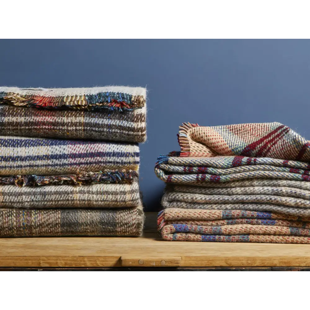 Large Checked Random Recycled Wool Blanket - Random - Throws & Blankets