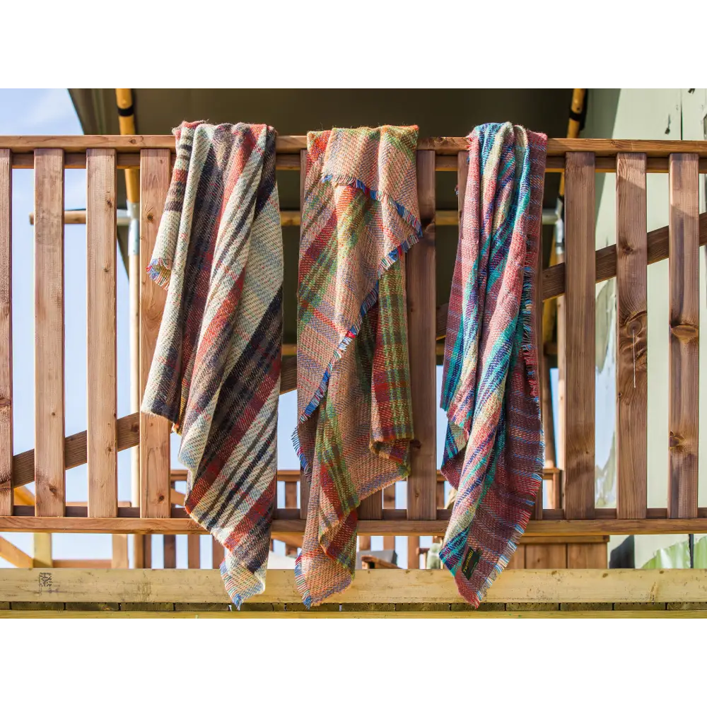 Large Checked Random Recycled Wool Blanket - Throws & Blankets