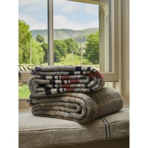Large Checked Random Recycled Wool Blanket - Throws & Blankets