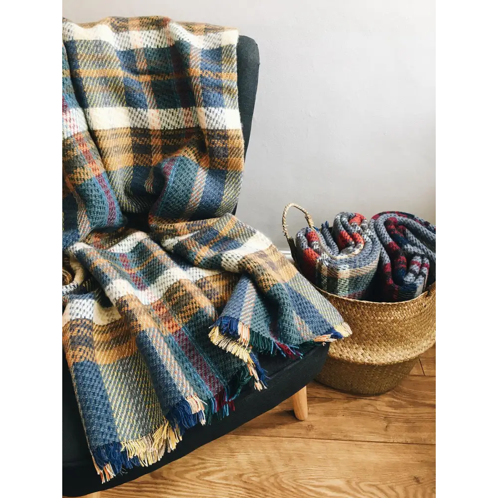 Large Checked Random Recycled Wool Blanket - Throws & Blankets