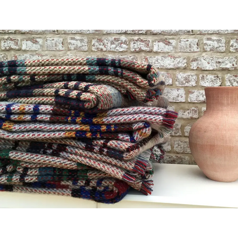 Large Checked Random Recycled Wool Blanket - Throws & Blankets