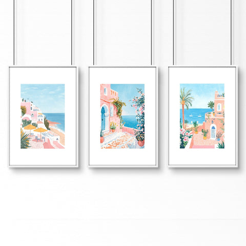 Large Framed Wall Art | Set of 3 Beach Decor Wall art Prints