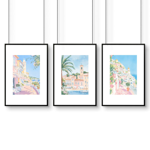 Large Framed Wall Paintings | Set of 3 Beach Decor Wall art Prints