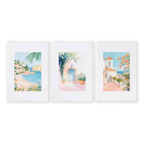 Large Modern Pictures For Living Room | Set of 3 Beach Decor Wall art Prints