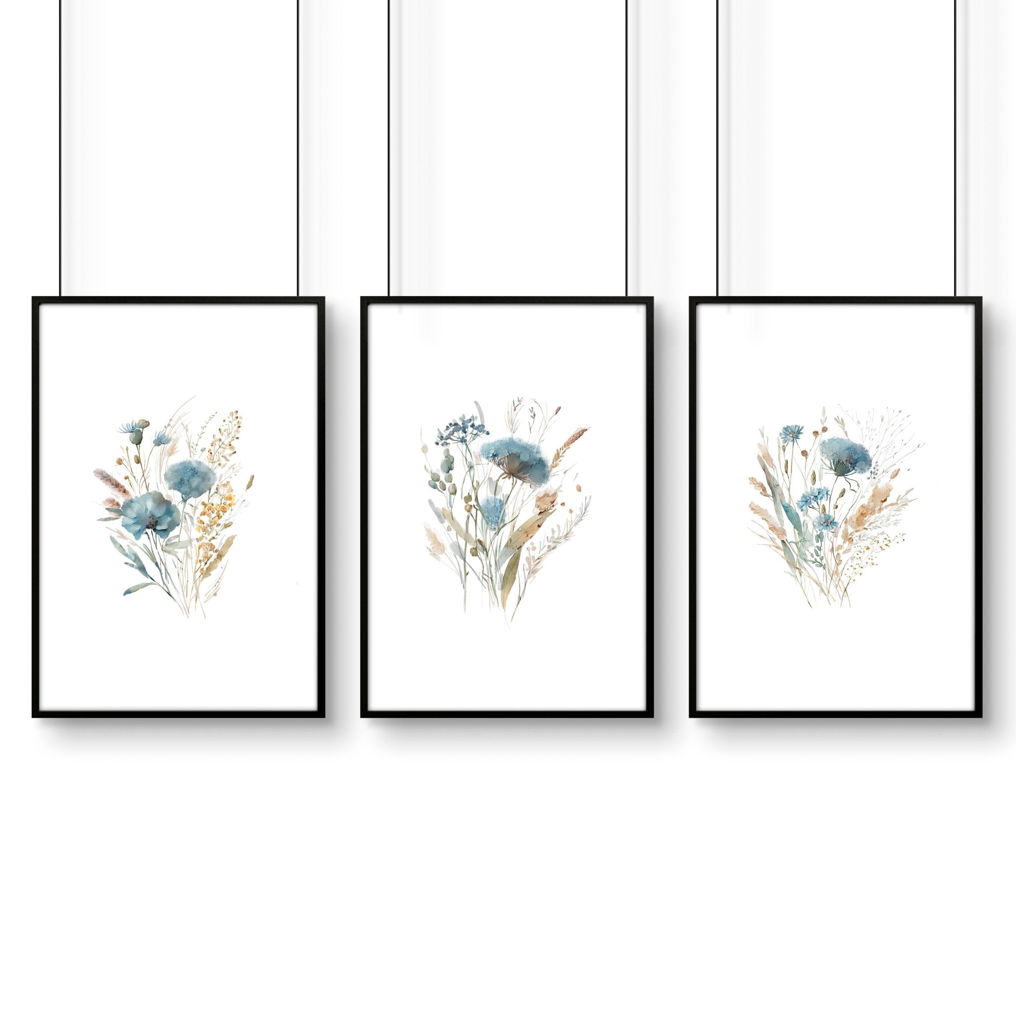 Large Picture For Bedroom | Set of 3 Botanical Art Prints