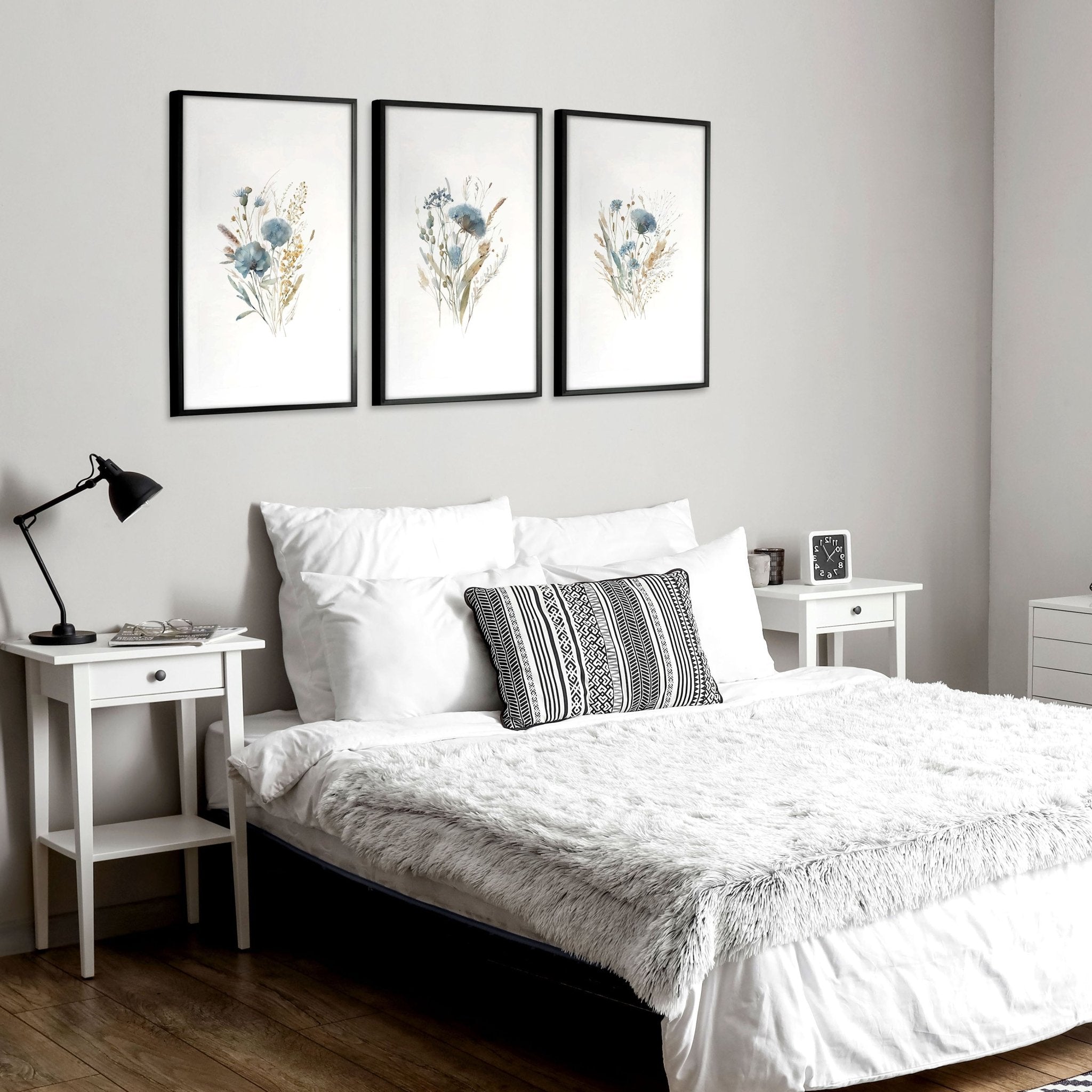 Large Picture For Bedroom | Set of 3 Botanical Art Prints