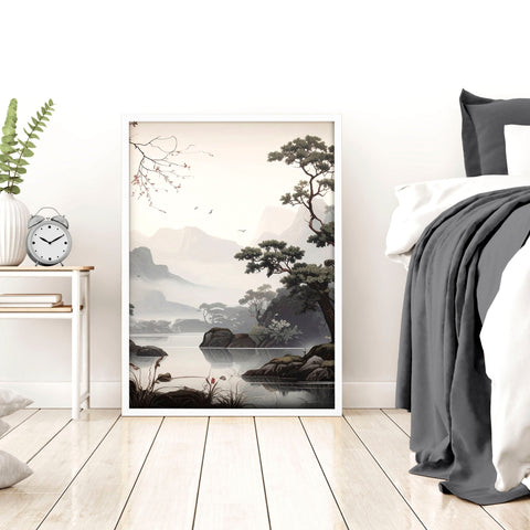 Large Pictures With Frames | Set of 3 Chinoiserie Wall art Prints