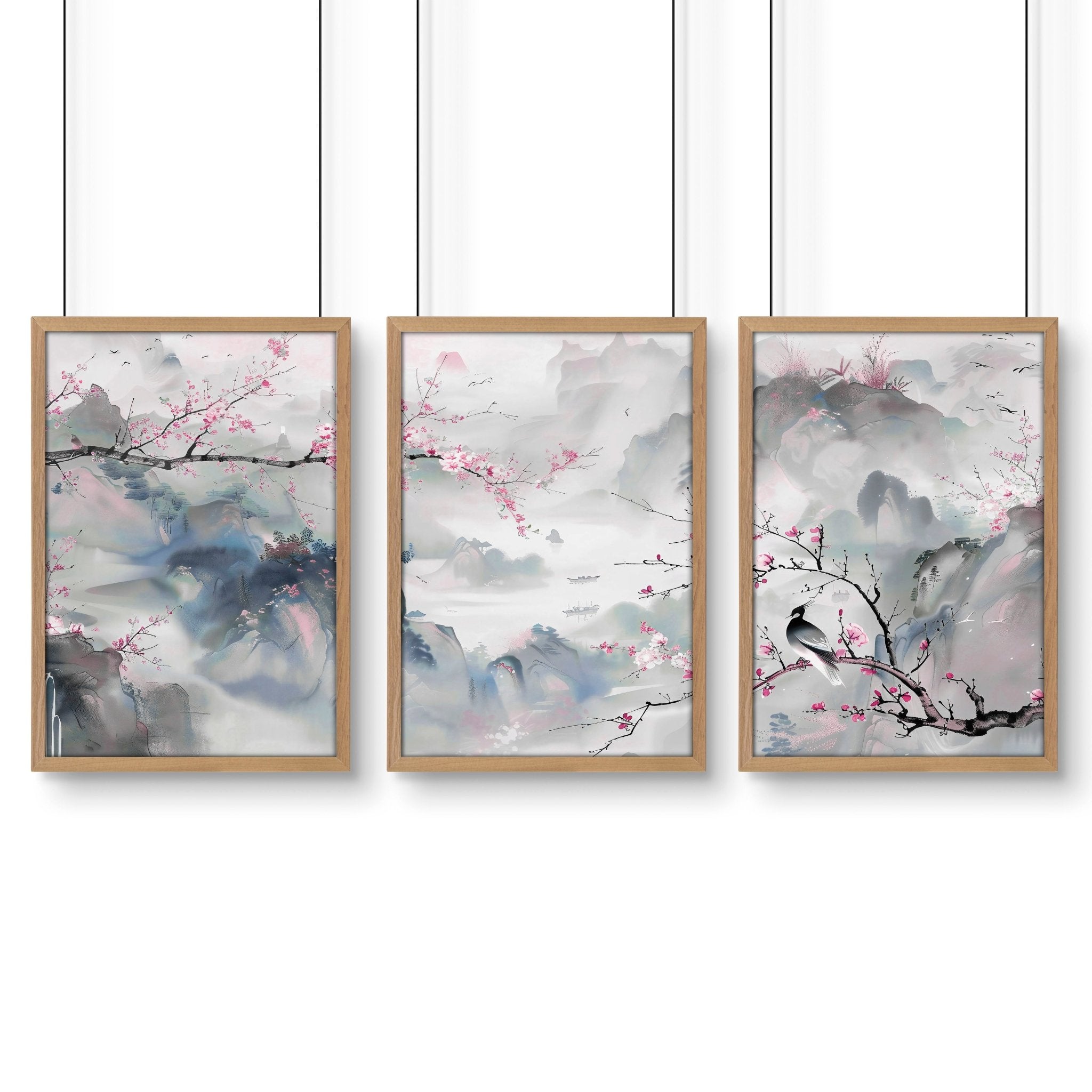 Large Print For Wall | Set of 3 Chinoiserie Wall art Prints