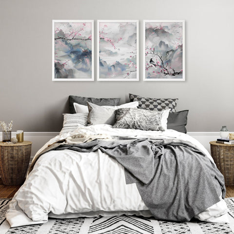 Large Print For Wall | Set of 3 Chinoiserie Wall art Prints