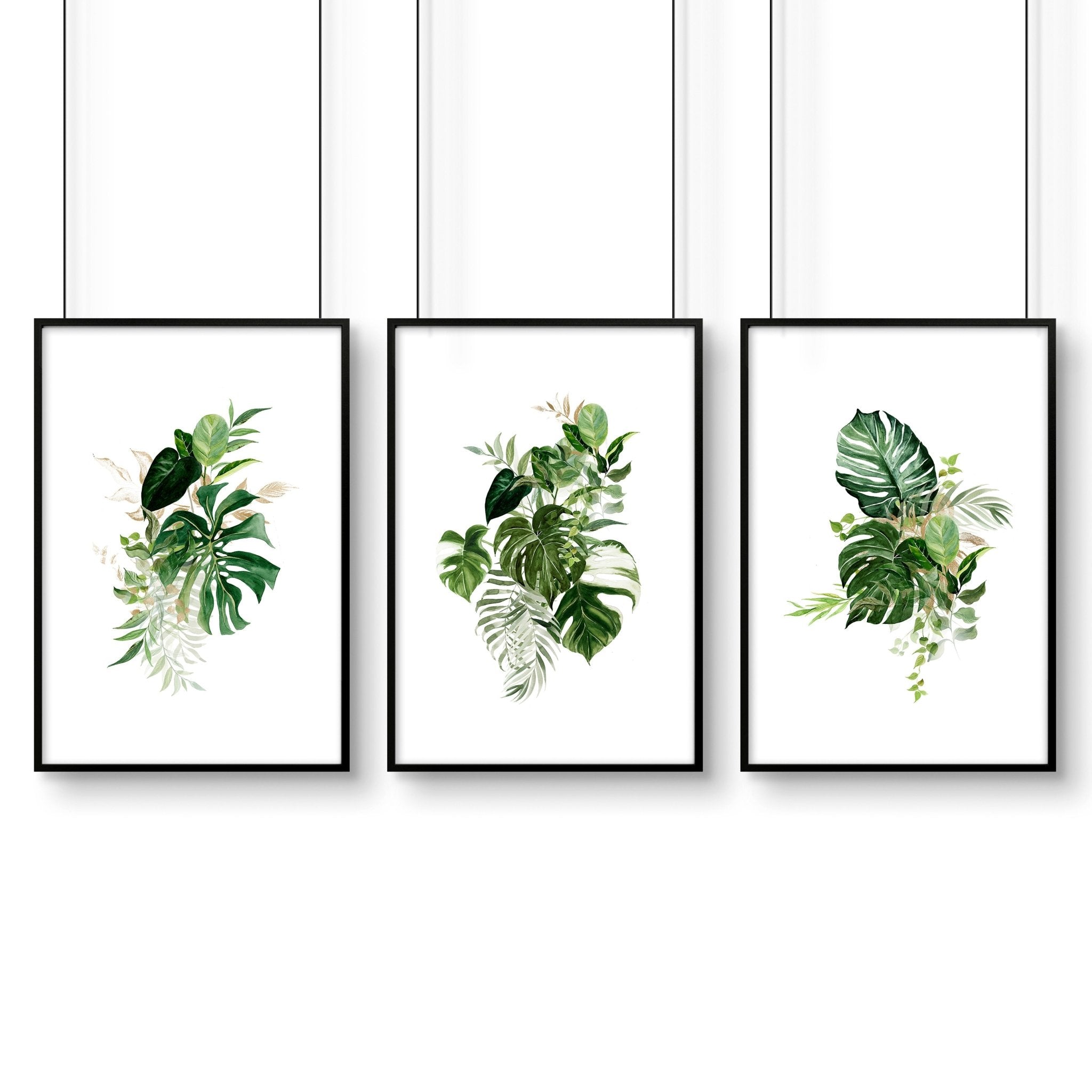 Large prints for living room | set of 3 Tropical wall art prints