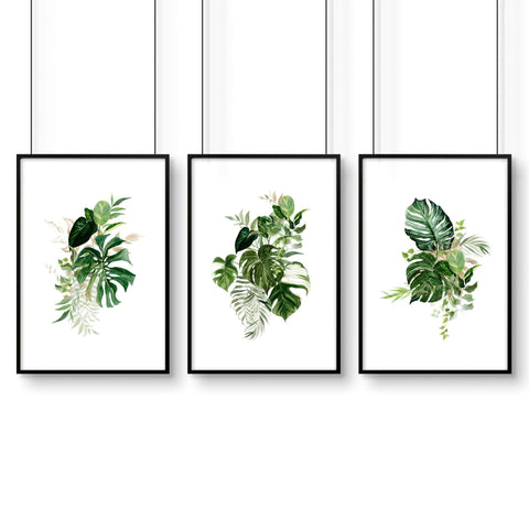 Large prints for living room | set of 3 Tropical wall art prints