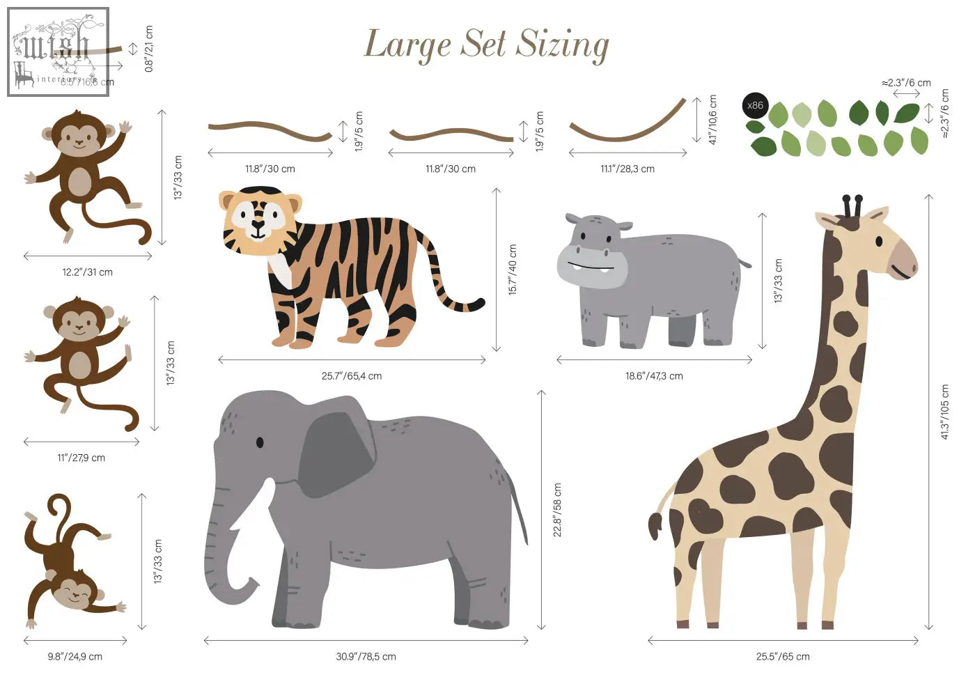 A charming cartoon style giraffe wall decal with beige body and brown spots from large safari animals wall decals