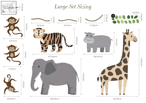 A charming cartoon style giraffe wall decal with beige body and brown spots from large safari animals wall decals