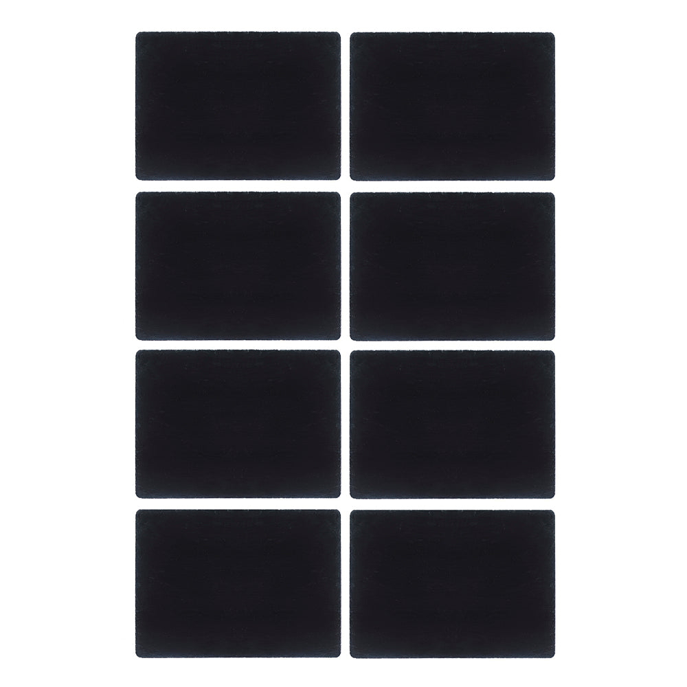 Eight black rectangular adhesive pads for large slate gift set used with slate place mats or dinner sets
