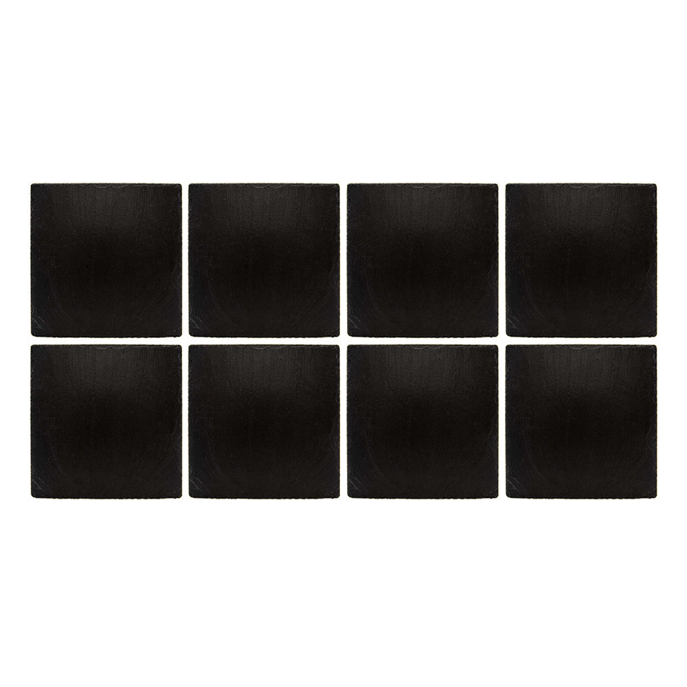 Large slate gift set of eight matte black slate coasters with natural edges perfect as slate place mats