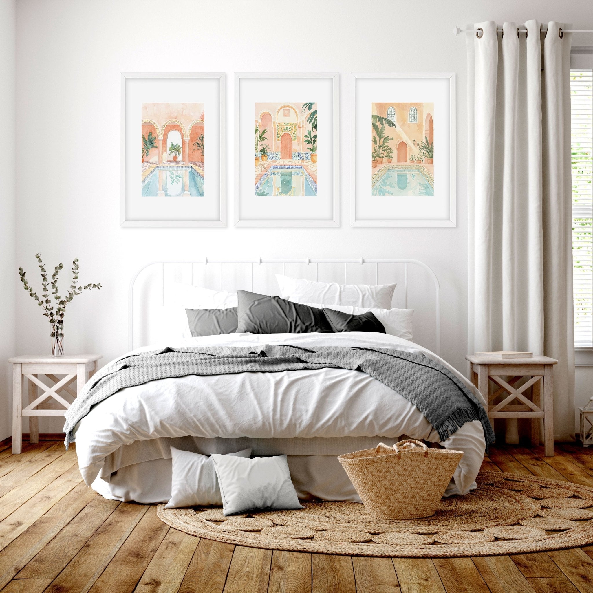 Large Wall Art Framed | Set of 3 Beach Decor Wall art Prints