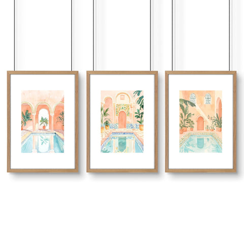 Large Wall Art Framed | Set of 3 Beach Decor Wall art Prints