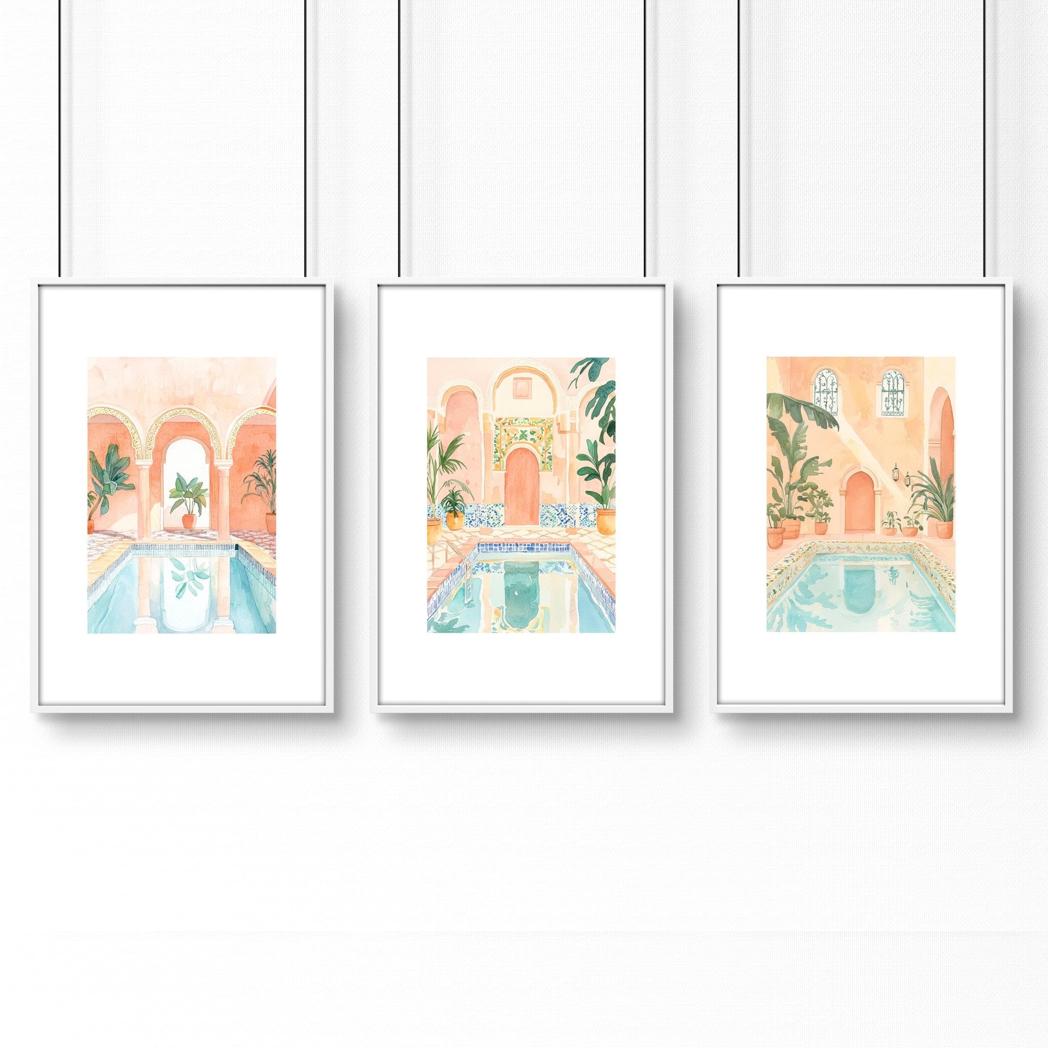 Large Wall Art Framed | Set of 3 Beach Decor Wall art Prints