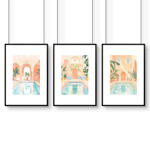 Large Wall Art Framed | Set of 3 Beach Decor Wall art Prints