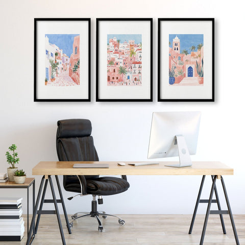 Large Wall Framed Art | Set of 3 Beach Decor Wall art Prints