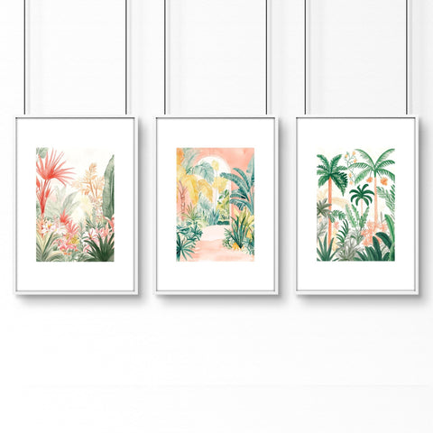 Large Wall Paintings Framed | Set of 3 Beach Decor Wall art Prints