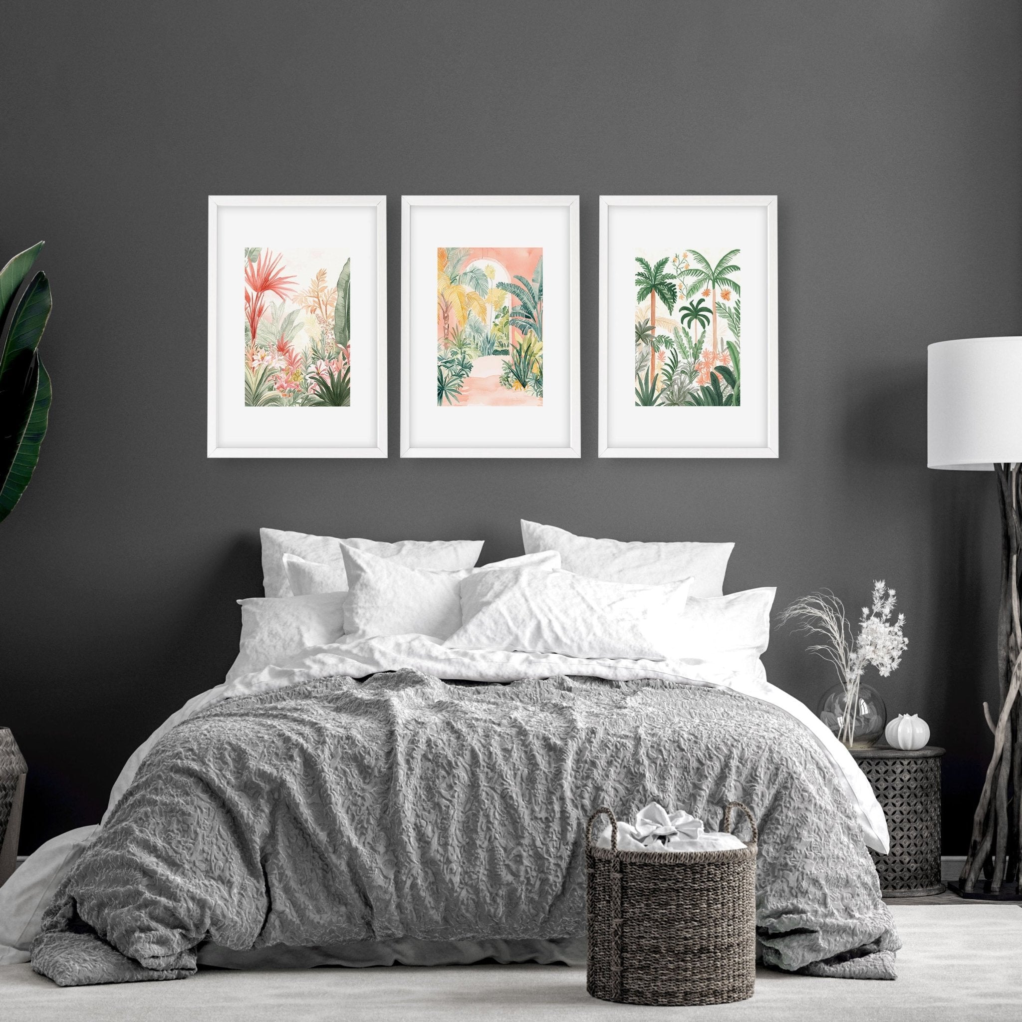 Large Wall Paintings Framed | Set of 3 Beach Decor Wall art Prints