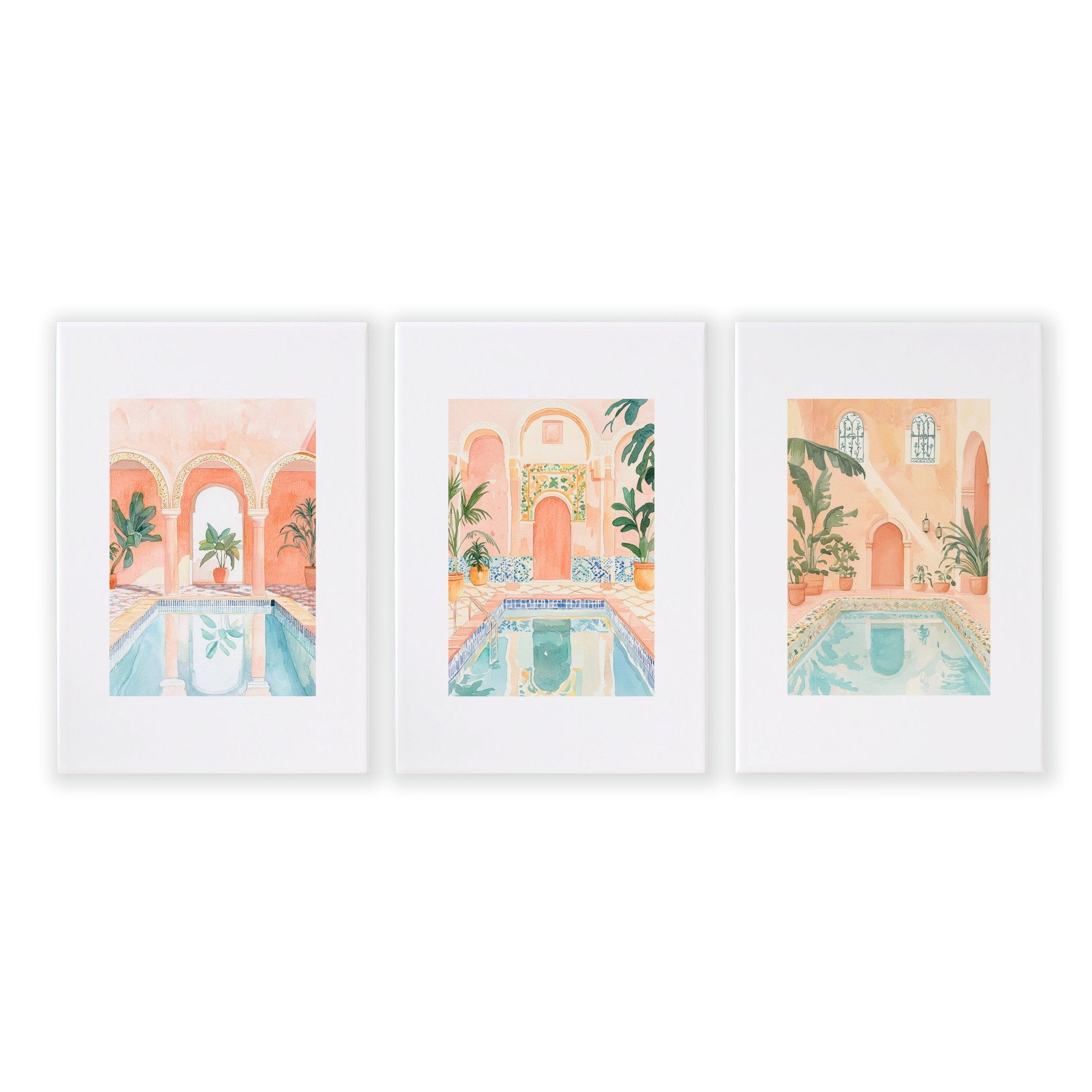 Large Wall Pictures For Living Room | Set of 3 Beach Decor Wall art Prints