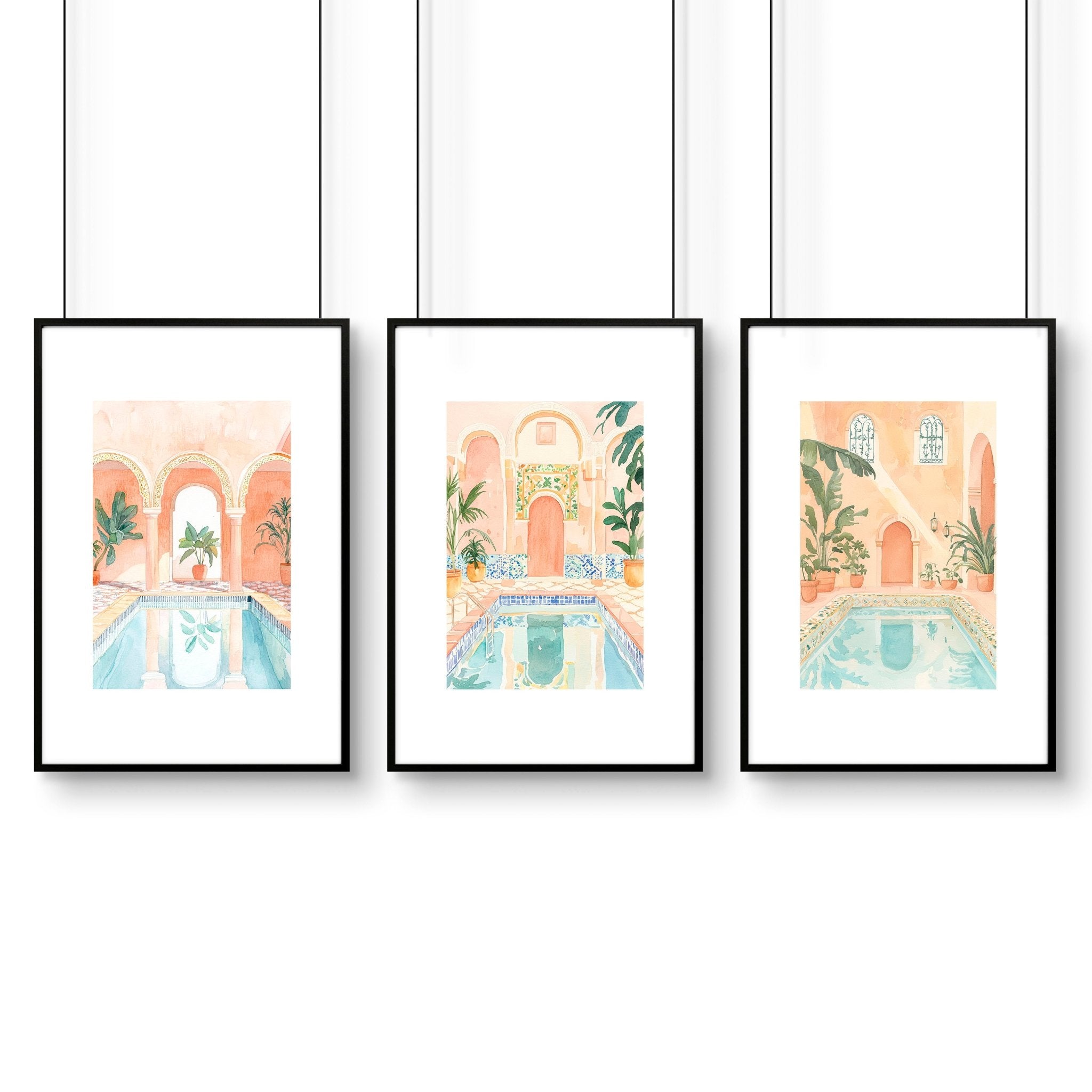 Large Wall Pictures For Living Room | Set of 3 Beach Decor Wall art Prints